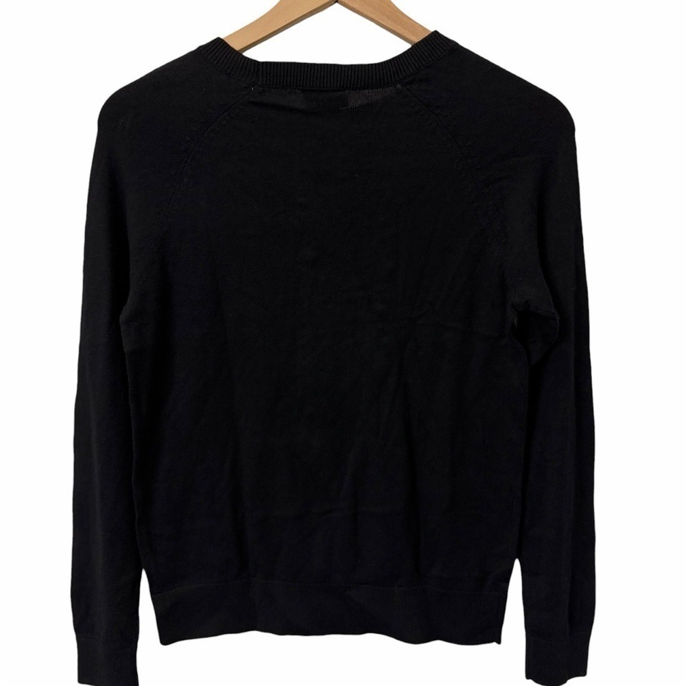 St. John's Bay Festive Holiday Floral Embroidered Pearl Sweater Women's M Black - Picture 6 of 9